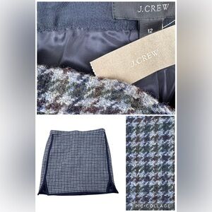 NWT J. Crew 100% Wool Houndstooth Mini Skirt Size 12 Academia Plaid